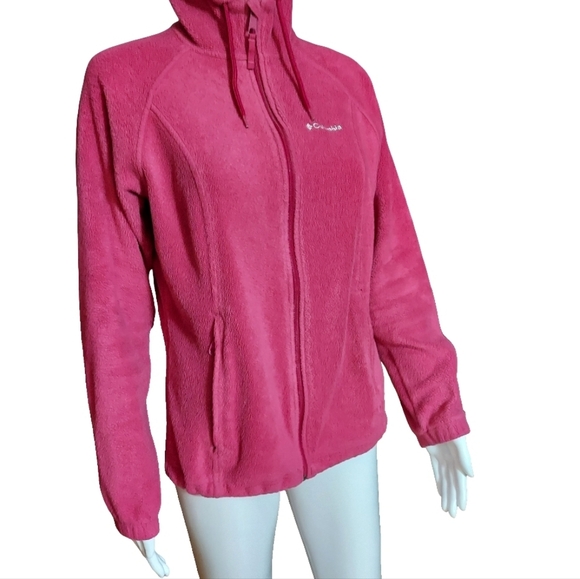 Columbia Full Zip Hooded Fleece Jacket Dark Pink - Picture 3 of 14
